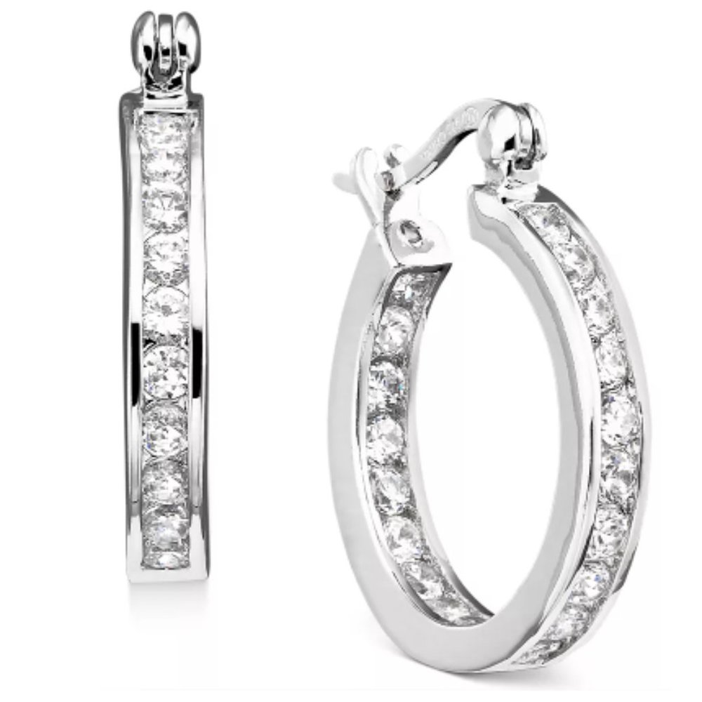 Giani Bernini -Small Cubic Zirconia Inside Out Hoop Earrings in Sterling Silver